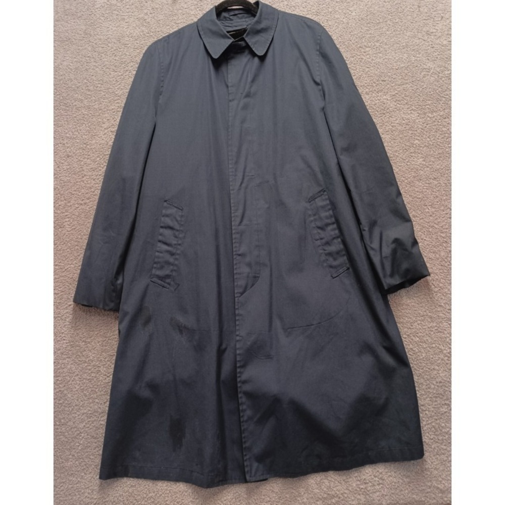 Vintage 1960s Alligator Cambridge Original Raincoat Trench Coat 38L Navy Zip Out